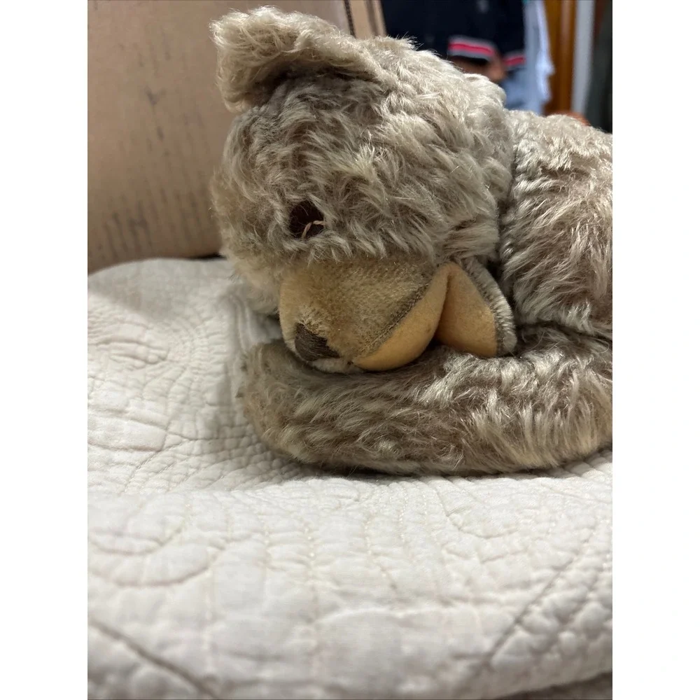 VTG  Steiff Floppy Zotty Teddy Bear Mohair Reclining Plush Brown Rattle 1950s